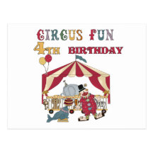 Circus 4th Birthday Tshirts and Gifts Postcard