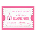 Circus Carnival Birthday Party Ticket Invitation