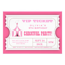 Circus Carnival Birthday Party Ticket Invitation