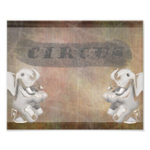 Circus design, text and elephants in corner photographic print