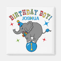 Circus Elephant 1st Birthday Fridge Magnets