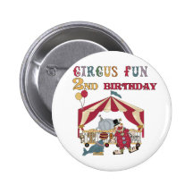 Circus Fun 2nd Birthday Tshirts and Gifts Pinback Buttons