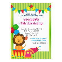 Circus Lion Birthday invite