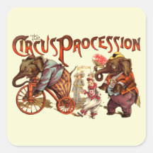 Circus Procession Square Stickers