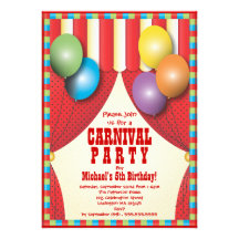 Circus Tent Carnival Birthday Party Invitation