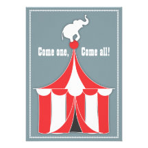 Circus Tent & Elephant Kids Birthday Party Personalised Announcement