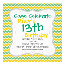 Citrus and Lime Chevron Yellow Green Zigzags Announcement