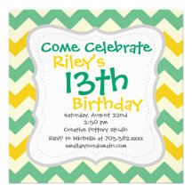 Citrus and Lime Chevron Zigzags Yellow Green Announcements
