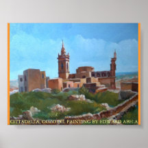 CITTADELLA, GOZO OIL PAINTING BY EDWARD ABELA POSTER