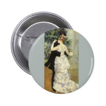 City Dance by Renoir, Vintage Impressionism Art Buttons