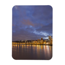 City lights reflected in the Willamette river Flexible Magnets