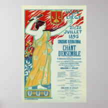 City of Liège Belgium singing contest vintage Posters