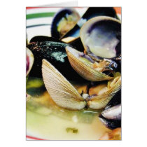 Clams Muscles Shellfish Food Greeting Cards