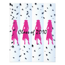 Class of 2010 Pink & Blue Grad Silhouettes Custom Invites