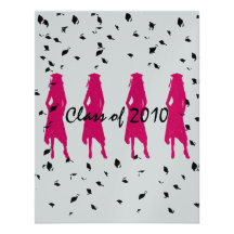 Class of 2010 Pink Grad Silhouettes with Tassle Custom Invitation