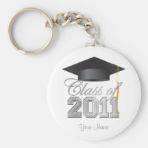 Class of 2011 Graduation Key-Chain -White & silver Keychain