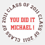 Class of 2011 school college graduation gift tag round stickers