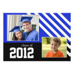 Class of 2012 Blue Black and White Graduation Invitations