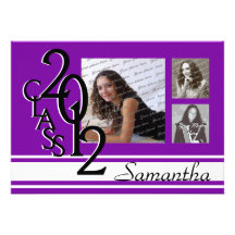 Class of 2012 Graduation Tri Photo Personalised Invitation