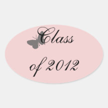 Class of 2012 - Pink and Grey Oval Stickers