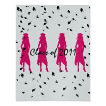 Class of 2012 Pink Grad Silhouettes with Tassle Invite