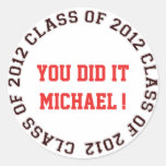 Class of 2012 school college graduation gift tag round sticker