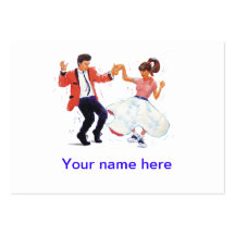 Classic 1950s 1960s rock and roll jive dancers business card template
