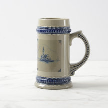 Classic Antiquarian Delft Blue Tile - Church Coffee Mug