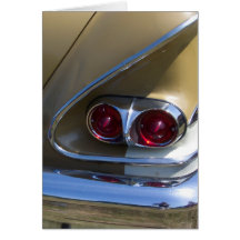 classic belair taillights with gold and chrome greeting cards