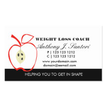 Classic Black and White Fruit Weight Loss Coach Business Cards