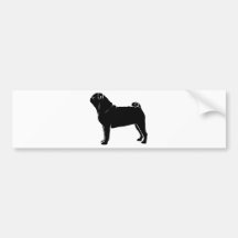 Classic Black Pug Design Bumper Sticker