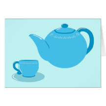 Classic Blue Teapot Greeting Card