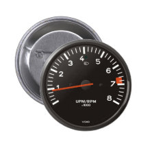Classic car rev counter, racing air-cooled 911 pinback buttons