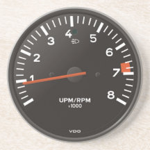 Classic car rev counter, racing air-cooled 911 beverage coaster