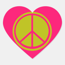 Classic Chartreuse Green Peace Sign Heart Sticker