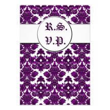 Classic Damask Purple (Wedding) Personalized Announcement