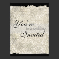 Classic Damask Wedding Invitations, Ebony invitations