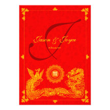 Classic dragon phoenix chinese wedding invitation