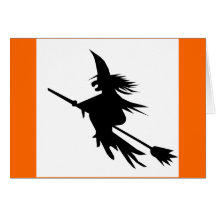 Classic Flying Witch Shadow Halloween Cards