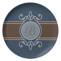 Classic Harvest Monogram Plate - Blueberry plates