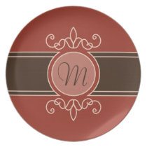 Classic Harvest Monogram Plate - Cinnamon plates
