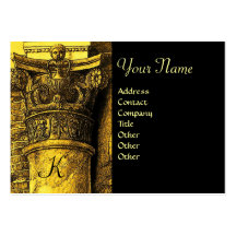 CLASSIC MONOGRAM 2, bright brown yellow black Business Card Templates