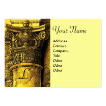 CLASSIC MONOGRAM 2, bright brown yellow Business Card Templates