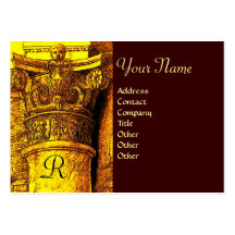 CLASSIC MONOGRAM 2 bright red yellow brown Business Card Template