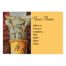 CLASSIC MONOGRAM, bright brown ,grey ,yellow Business Card Templates