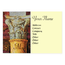 CLASSIC MONOGRAM, bright brown ,grey,yellow Business Card Templates