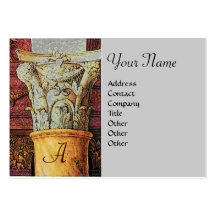 CLASSIC MONOGRAM, bright brown ,grey,yellow Business Cards