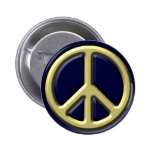 Classic Peace Sign, Gold Pinback Button