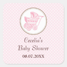 Classic Pram Baby Shower Sticker