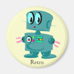 Classic retro green robot fridge magnet